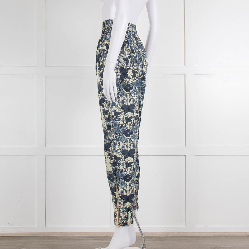 Unbranded (Anna Mason) Cream Blue Floral High Waisted Trousers