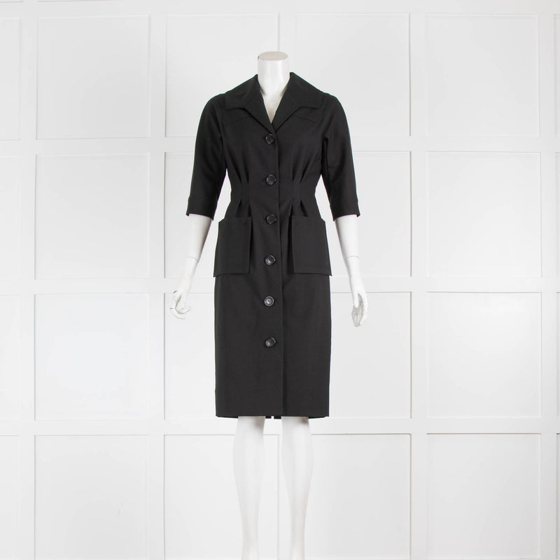 Burberry Button Front Open Collar Shift Dress