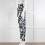 Unbranded (Anna Mason) Cream Blue Floral High Waisted Trousers