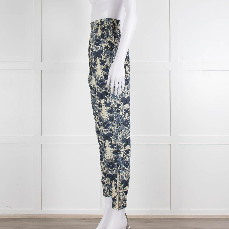 Unbranded (Anna Mason) Cream Blue Floral High Waisted Trousers