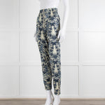 Unbranded (Anna Mason) Cream Blue Floral High Waisted Trousers