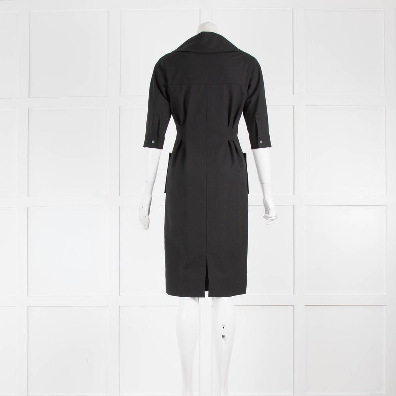 Burberry Button Front Open Collar Shift Dress