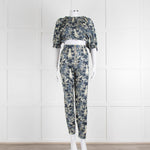 Unbranded (Anna Mason) Cream Blue Floral High Waisted Trousers