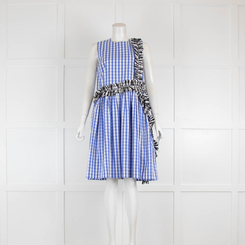 MSGM Blue Black Gingham Sleeveless Dress
