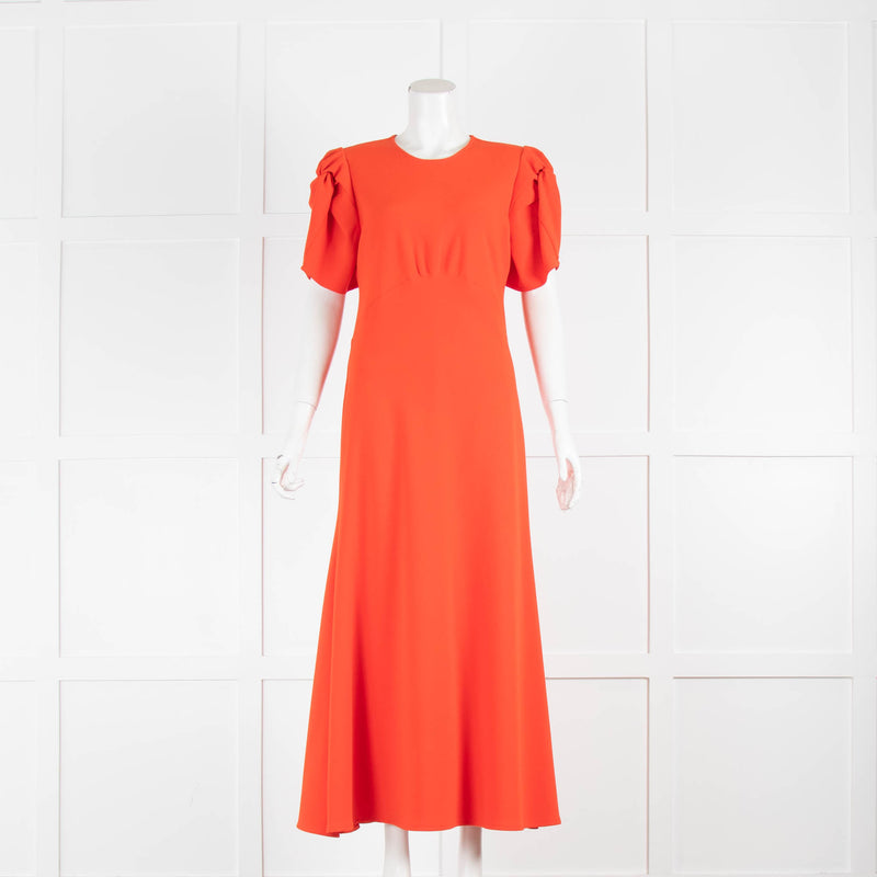 Maggie Marilyn Orange Ruched Sleeve Midi Dress