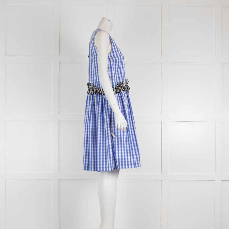 MSGM Blue Black Gingham Sleeveless Dress