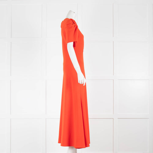 Maggie Marilyn Orange Ruched Sleeve Midi Dress