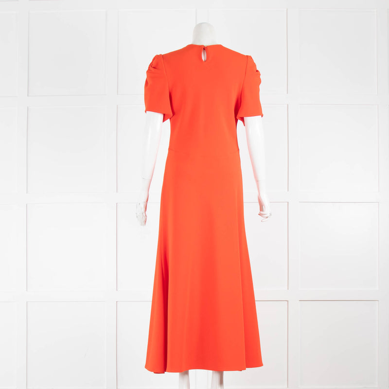 Maggie Marilyn Orange Ruched Sleeve Midi Dress