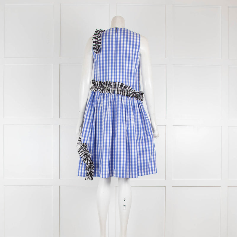 MSGM Blue Black Gingham Sleeveless Dress