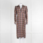 By Timo Floral Long Sleeve Collared Midi Dress