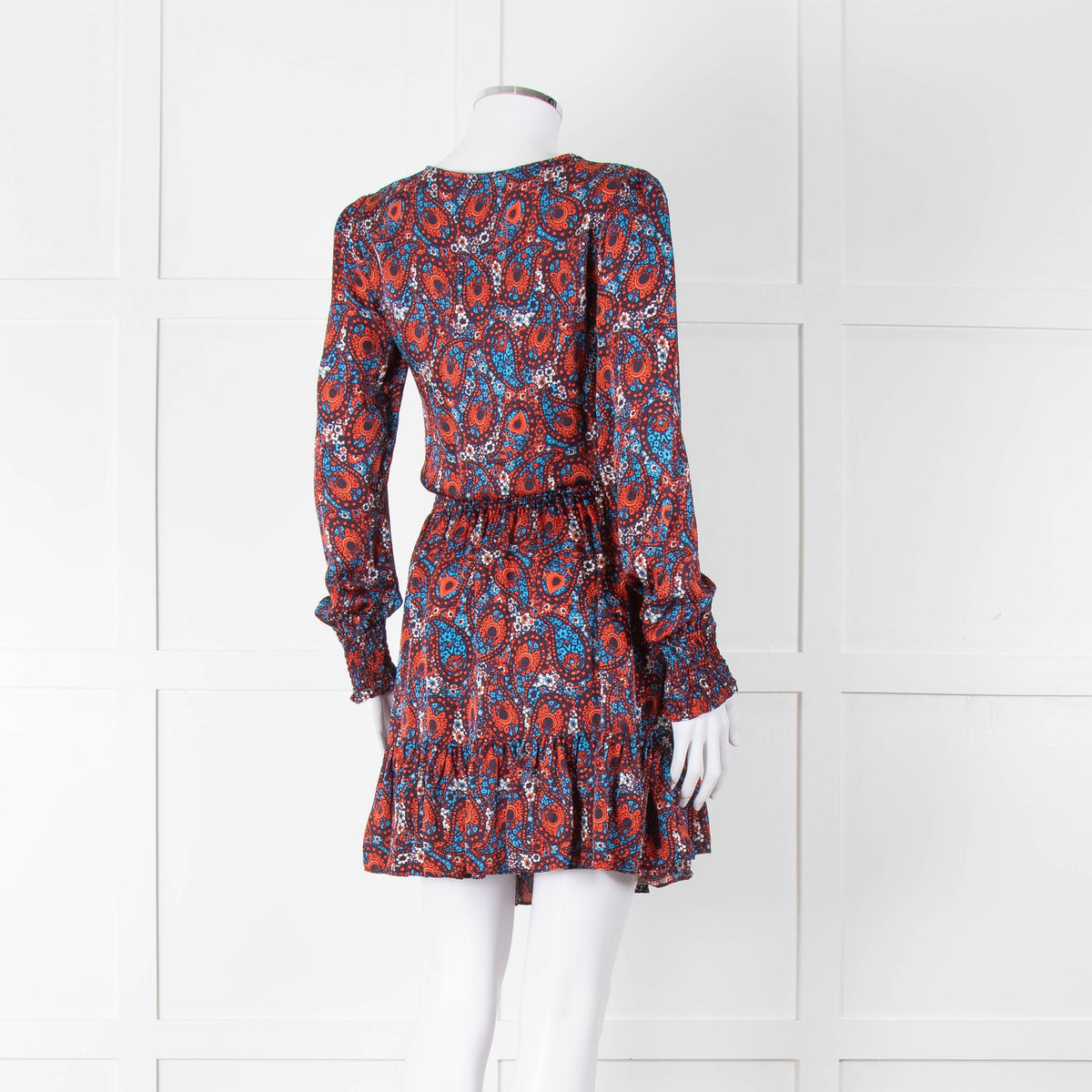Michael By Michael Kors Navy Red Smocking Waist Mini Dress