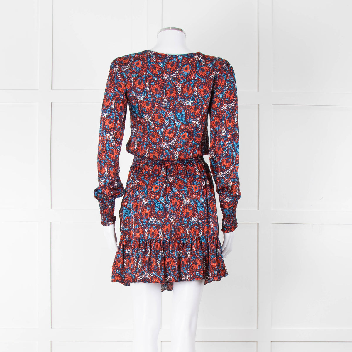 Michael By Michael Kors Navy Red Smocking Waist Mini Dress