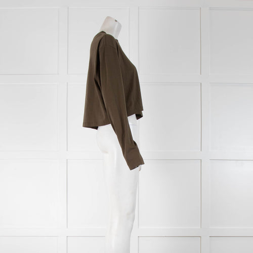 Wardrobe NYC Khaki Long Sleeve Crop Top