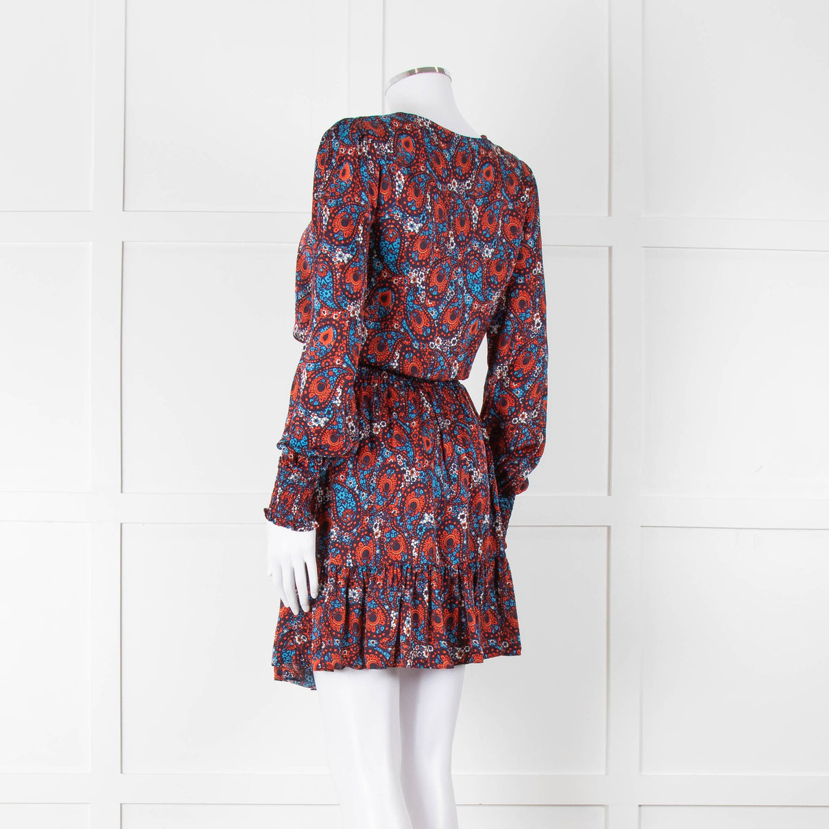 Michael By Michael Kors Navy Red Smocking Waist Mini Dress