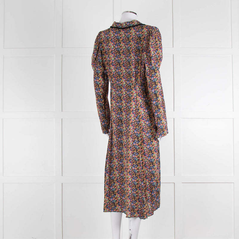 By Timo Floral Long Sleeve Collared Midi Dress