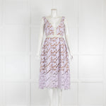 Self Portrait Lilac On Nude Lace Plunge Sleeveless Dress