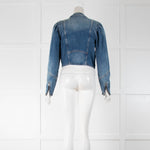 Ba&sh Collarless Blue Denim Jacket