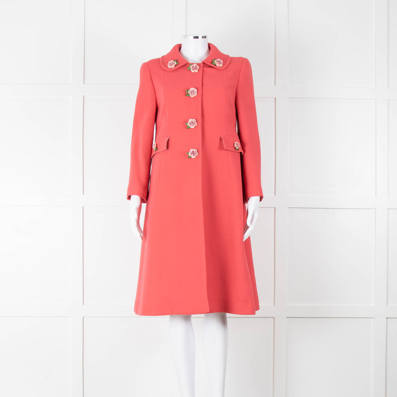 Dolce & Gabbana Salmon Pink Rose Detail Coat