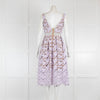 Self Portrait Lilac On Nude Lace Plunge Sleeveless Dress