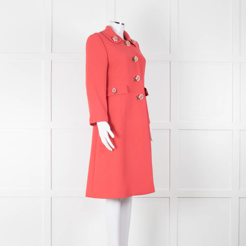 Dolce & Gabbana Salmon Pink Rose Detail Coat