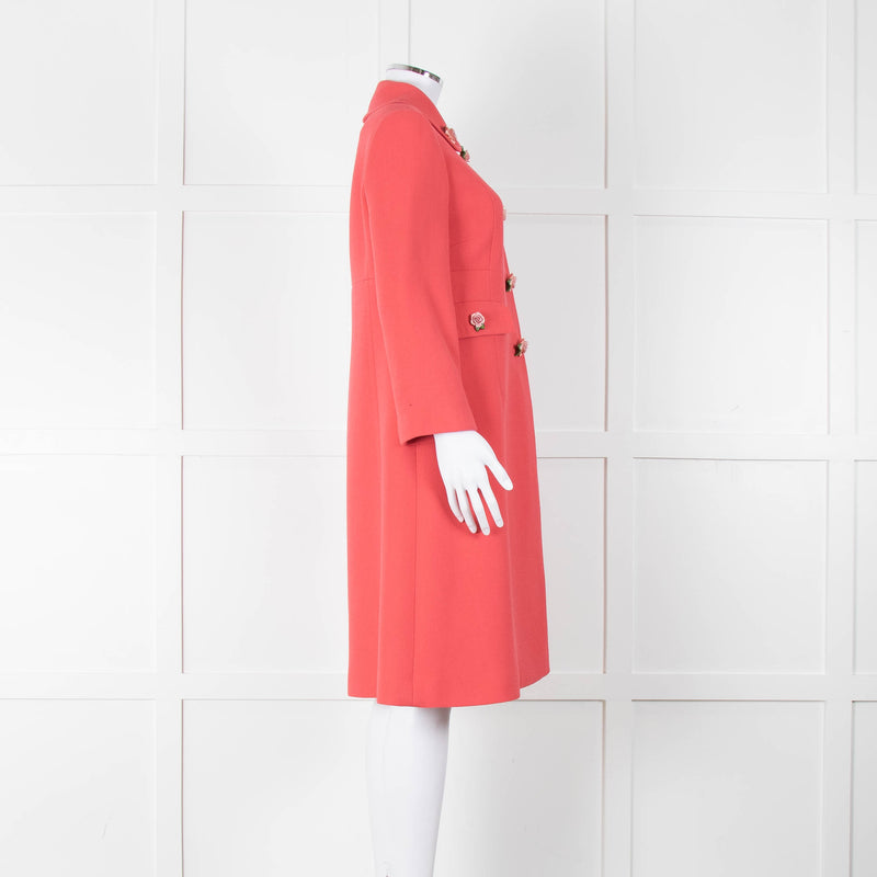Dolce & Gabbana Salmon Pink Rose Detail Coat