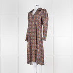 By Timo Floral Long Sleeve Collared Midi Dress