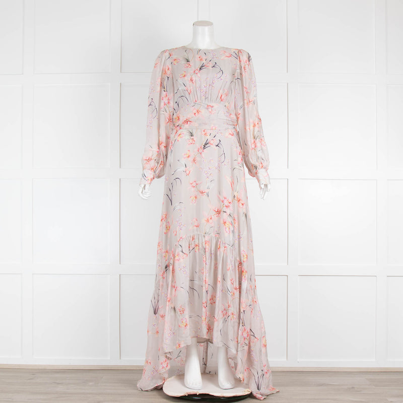 By Malina Pale Pink Floral Maxi Long Sleeve Dress