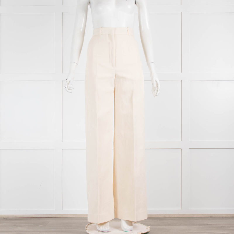 Burberry Cream Woven Wide Leg Trousers