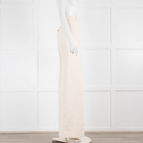 Burberry Cream Woven Wide Leg Trousers