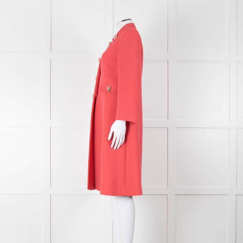 Dolce & Gabbana Salmon Pink Rose Detail Coat