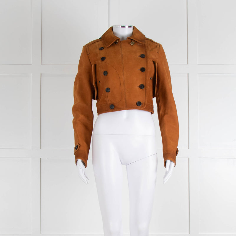 Burberry Prorsum Caramel Leather Double Breasted Short jacket