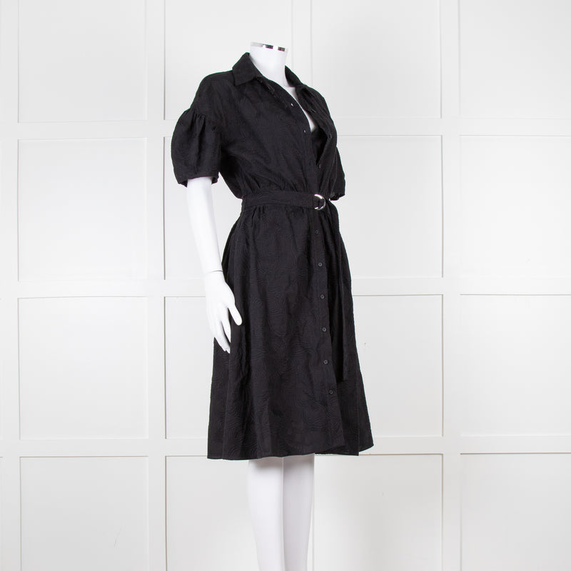 Kenzo Black Cotton Embroidered Short Sleeve Dress