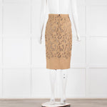 Burberry Camel Lace Pencil Skirt