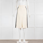 Burberry Cream A-Line Skirt with Black Side Stripe