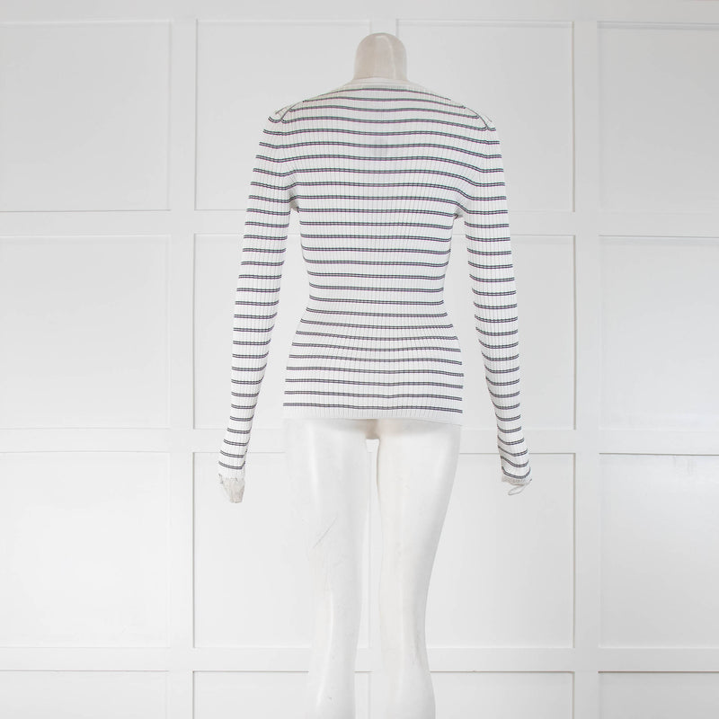 Another Tomorrow Knitted Black and White Striped Top