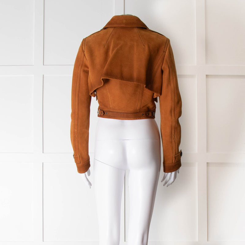 Burberry Prorsum Caramel Leather Double Breasted Short jacket