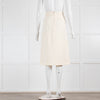 Burberry Cream A-Line Skirt with Black Side Stripe