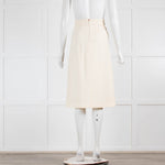 Burberry Cream A-Line Skirt with Black Side Stripe