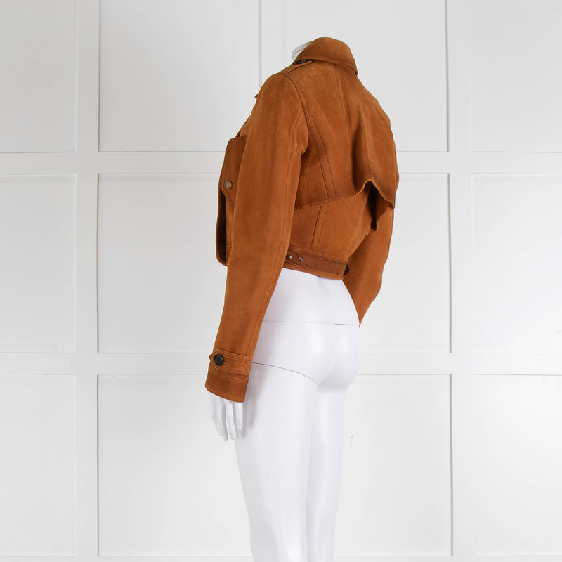 Burberry Prorsum Caramel Leather Double Breasted Short jacket