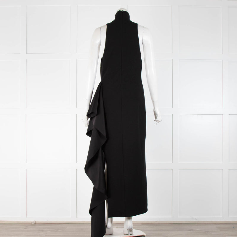 Solace London Black Stretch Long High Neck Sleeveless Dress