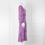 BA & SH Lilac Blue Paisley Long Sleeve Dress