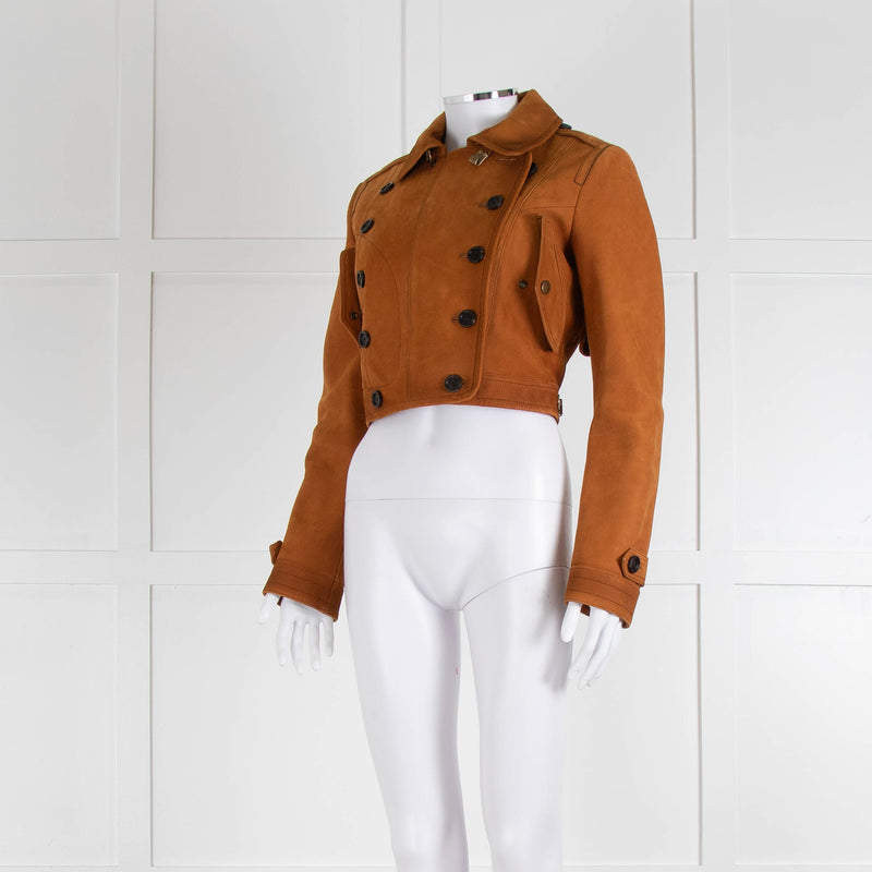 Burberry Prorsum Caramel Leather Double Breasted Short jacket