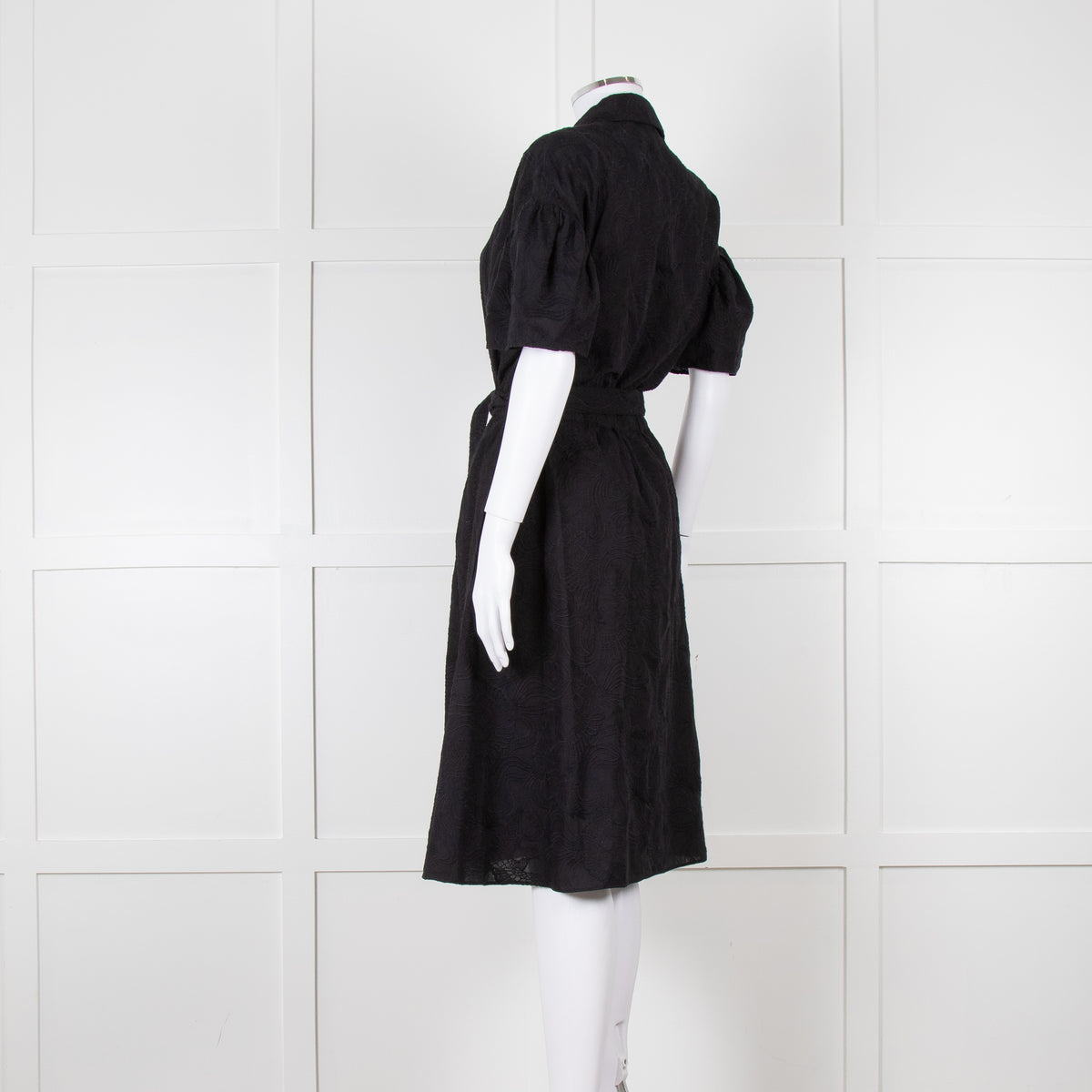 Kenzo Black Cotton Embroidered Short Sleeve Dress