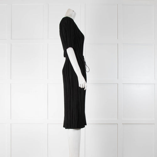 Zimmermann Black Plisse Short Sleeve Dress