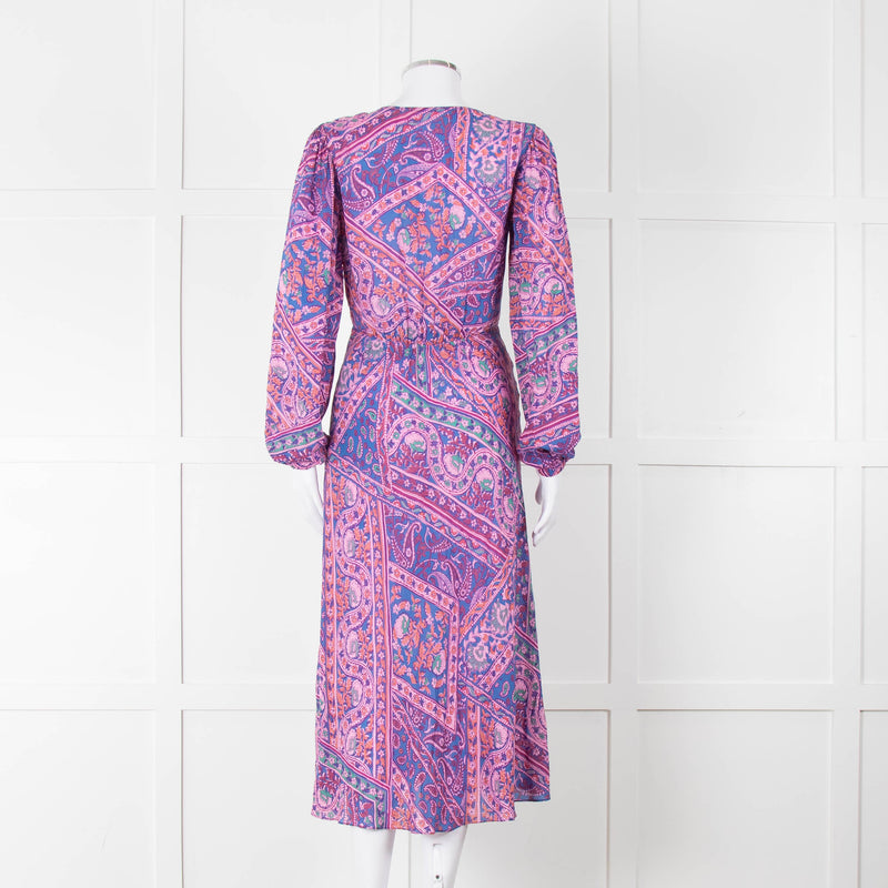 BA & SH Lilac Blue Paisley Long Sleeve Dress