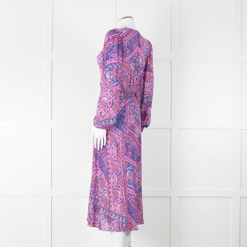 BA & SH Lilac Blue Paisley Long Sleeve Dress