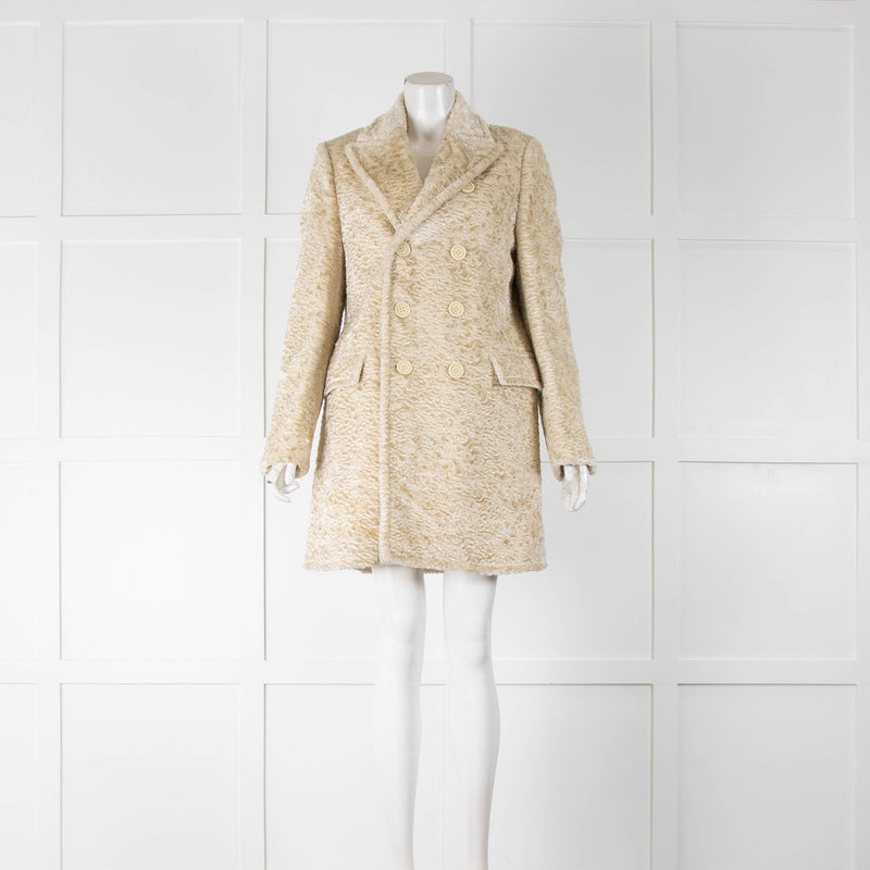 Burberry Prorsum Cream  Textured Velvet Short Coat