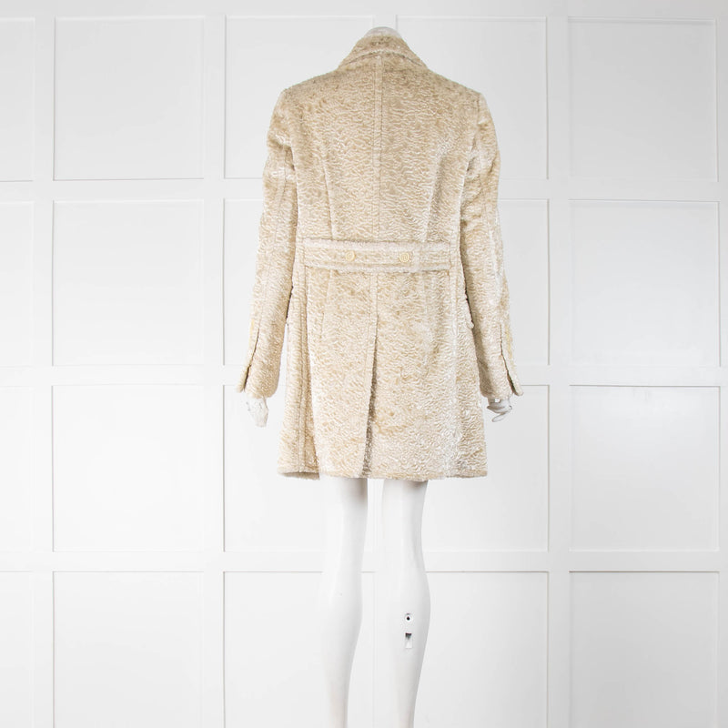 Burberry Prorsum Cream  Textured Velvet Short Coat