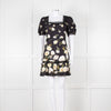 Alice + Olivia Black and Yellow Lace Trim Mini Dress