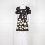 Alice + Olivia Black and Yellow Lace Trim Mini Dress